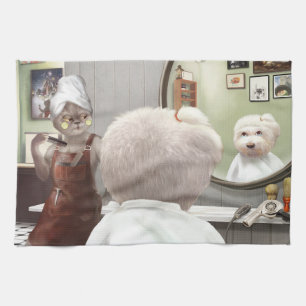 Paño De Cocina Whimsical Mascota Barber Shop