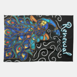 Paño De Cocina Whimsical Peacock Chalk Pastel Bird Personalizado