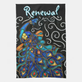 Paño De Cocina Whimsical Peacock Chalk Pastel Bird Personalizado
