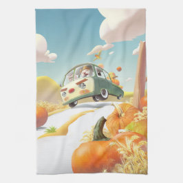 Paño De Cocina Whimsical Pumpkin Ride