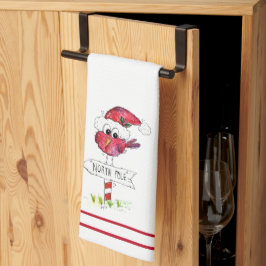 Paño De Cocina Whimsical Red Navidad Bird