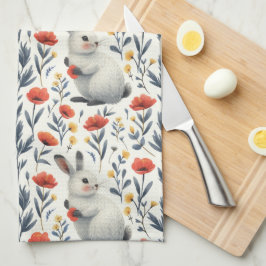 Paño De Cocina Whimsical Watercolor Meadow Bunny Easter