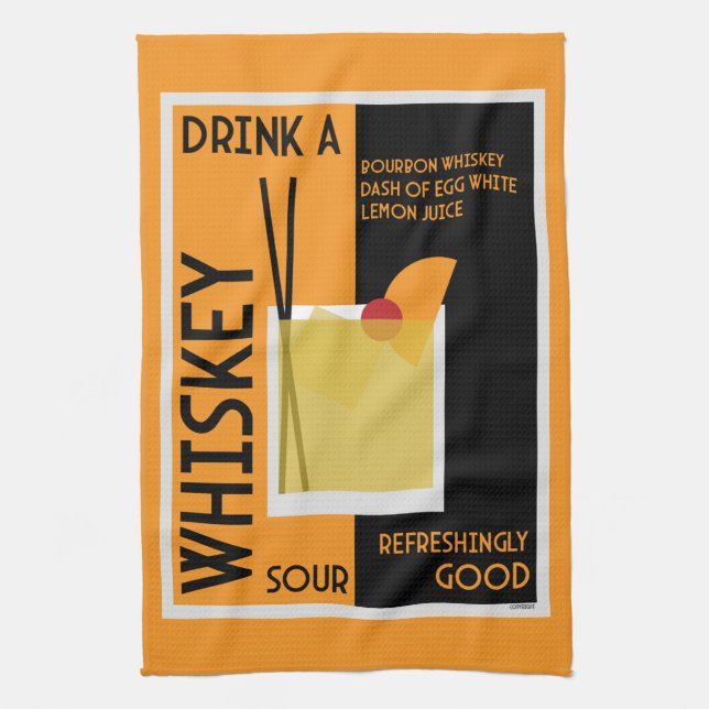 Paño De Cocina Whiskey Sour Cocktail Napkin (Vertical)