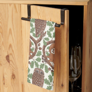 Paño De Cocina Whispers/Owls y Squirrels en roble/mo