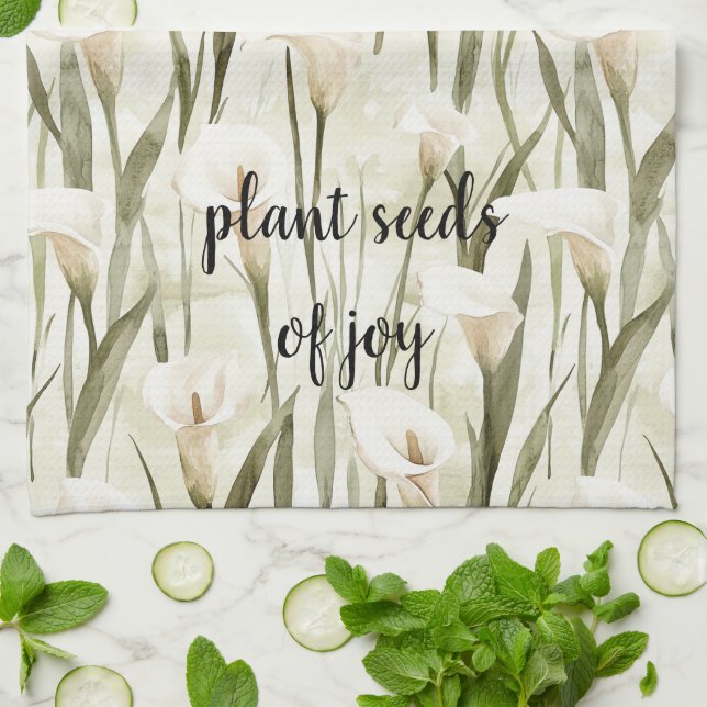 Paño De Cocina White Calla Lily Floral Joy (Doblado)