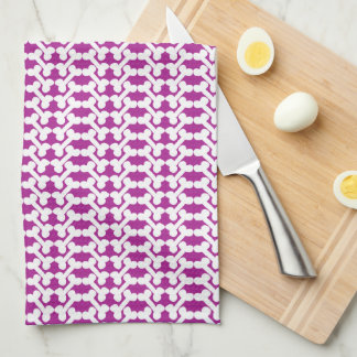 Paño De Cocina White Dog Bone Herringbone Pattern Dark Magenta