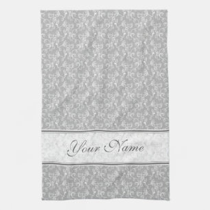 Paño De Cocina White&Grey moderno suave nombrado Damask