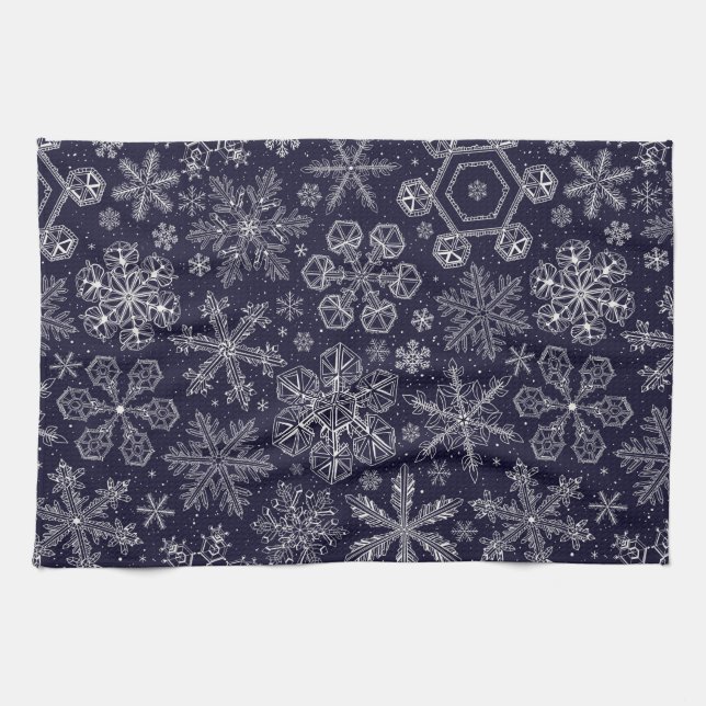Paño De Cocina White Snowflakes on blue (Horizontal)