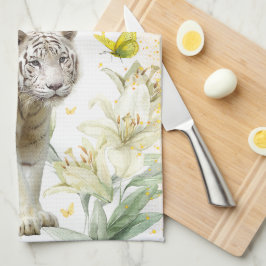 Paño De Cocina White Tiger and Lilies Stardust