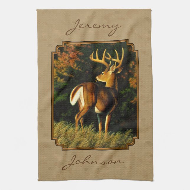 Paño De Cocina Whitetail Buck Deer Hunting Tan (Vertical)