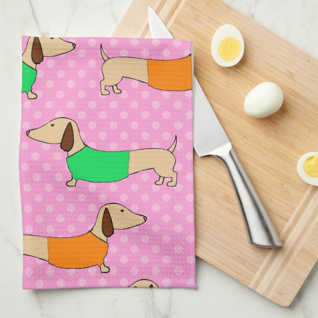 Paño De Cocina Wiener Dog Polka Dot Baker (Doblado Cuarto)
