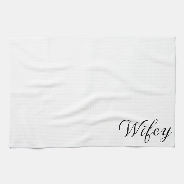 Paño De Cocina Wifey mujeres blancas de escritura negra moderna (Horizontal)