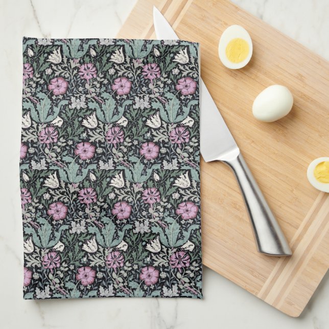 Paño De Cocina William Morris Amapola Rosa Botánico Victoriano  (Doblado Cuarto)
