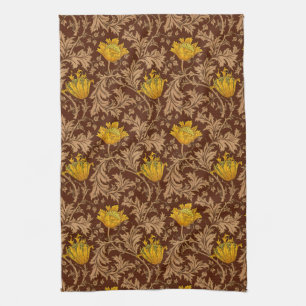 Paño De Cocina William Morris Anemone, Brown y Mustard Gold