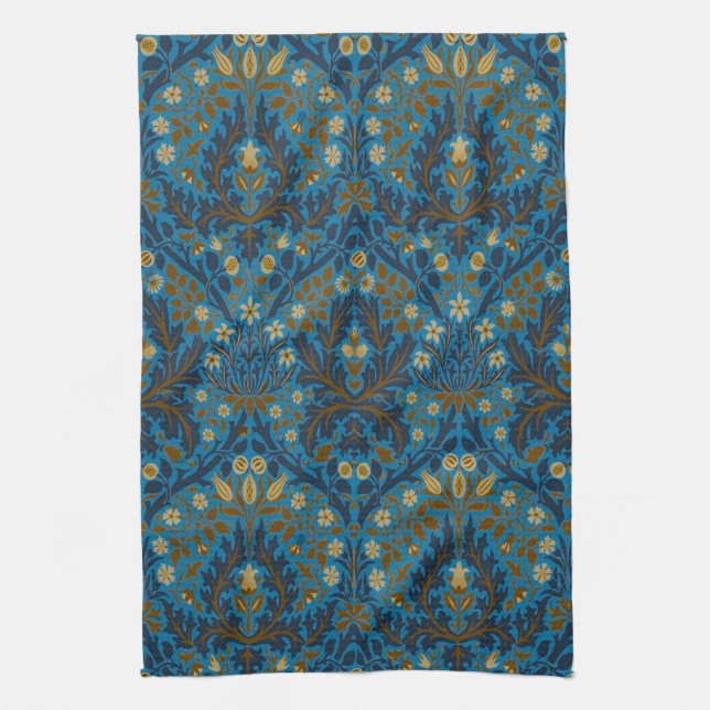 Paño De Cocina William Morris Autumn Flowers Pattern Seaside Blue (Vertical)