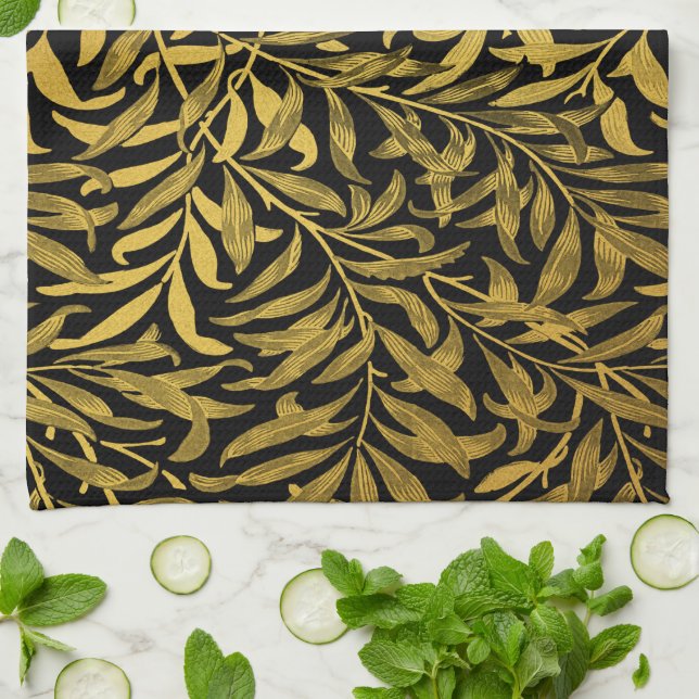 Paño De Cocina William Morris Black And Gold Willow Bough (Doblado)