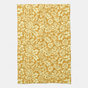 Paño De Cocina William Morris Floral Damask, amarillo mostaza