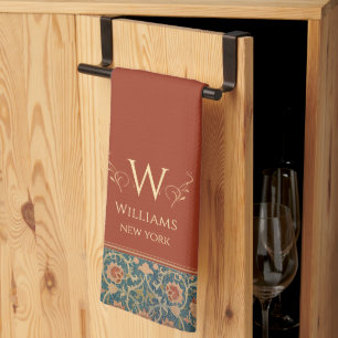 Paño De Cocina William Morris Holland Park Rust Red Personalizada