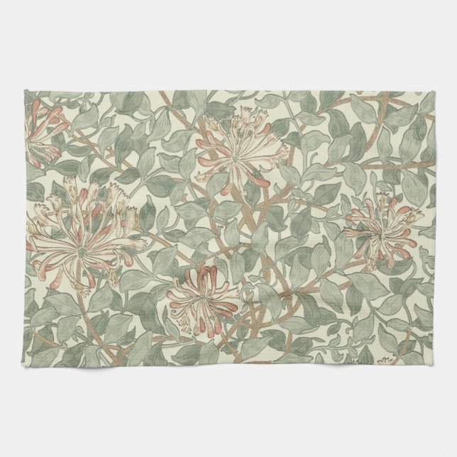 Paño De Cocina William Morris Honeysuckle Green Floral (Horizontal)