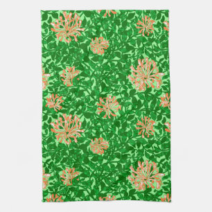 Paño De Cocina William Morris Honeysuckle, Peach y Green