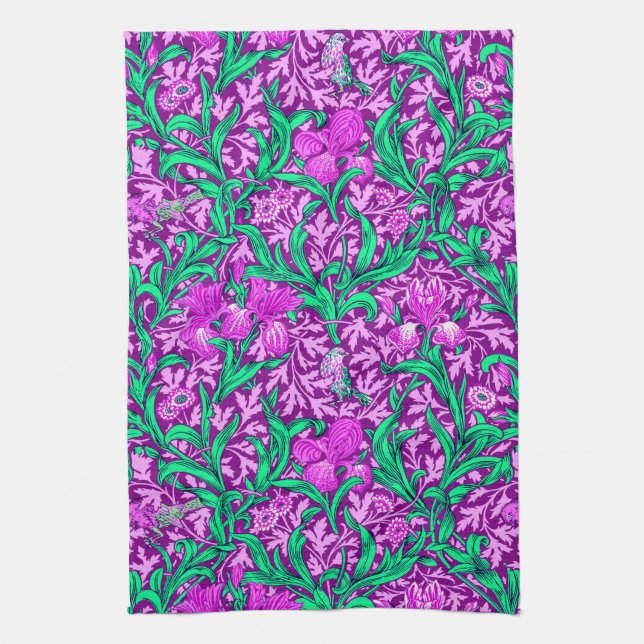 Paño De Cocina William Morris Irises, Amethyst Purple (Vertical)