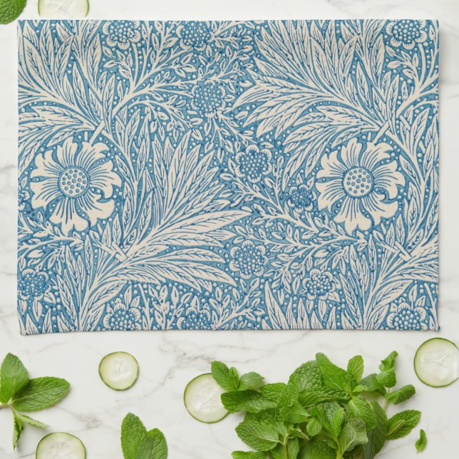 Paño De Cocina William Morris - Marigold azul Art Nouveau (Doblado)