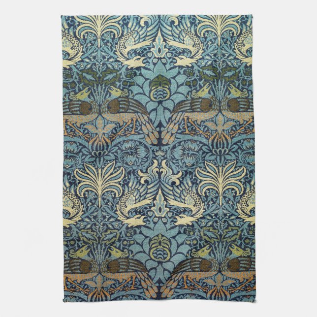 Paño De Cocina William Morris Peacock and Dragon Woven Design (Vertical)