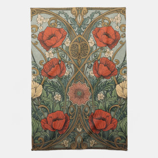 Paño De Cocina William Morris Poppies Floral Art Nouveau Pattern
