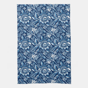 Paño De Cocina William Morris Sunflowers, azul oscuro y blanco