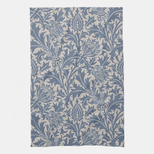 Paño De Cocina William Morris Thistle Sage Blue Pattern (Vertical)