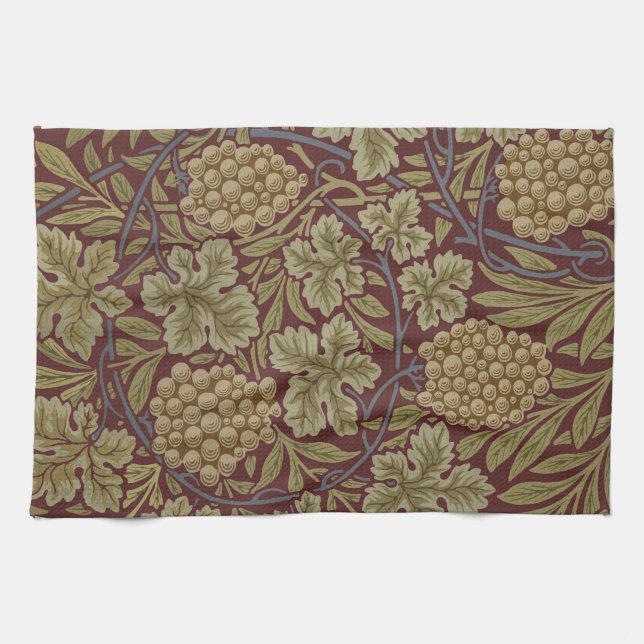 Paño De Cocina William Morris Vine Grape Red Green Art (Horizontal)