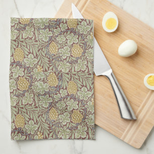 Paño De Cocina William Morris Vintage Floral Amarillo Vino Verde