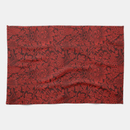 Paño De Cocina William Morris Vintage Flores Aves Rojas