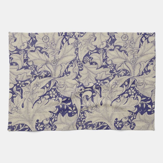 Paño De Cocina William Morris Wallflower damasco azul floral (Horizontal)