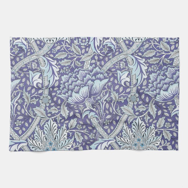 Paño De Cocina William Morris Windrush patrón floral azul (Horizontal)