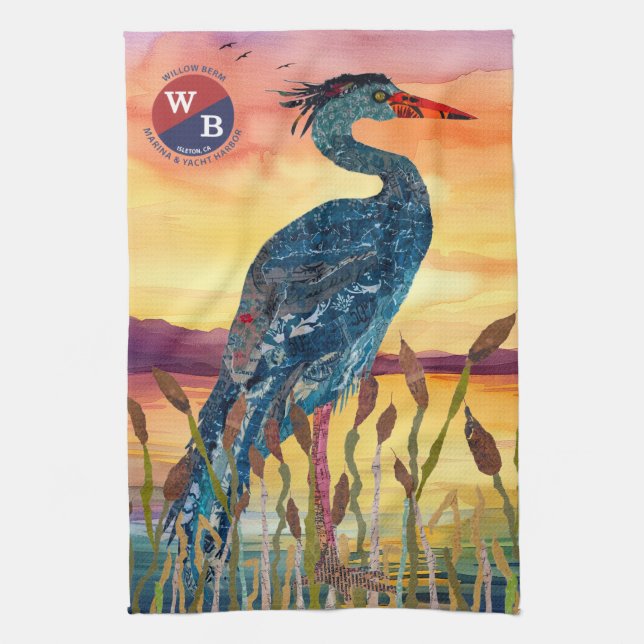 Paño De Cocina Willow Berm Marina Blue Heron Sunset Kitchen Toall (Vertical)