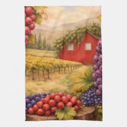 Paño De Cocina Wine Country Harvest Grapes Tea Towel – Vineyard 