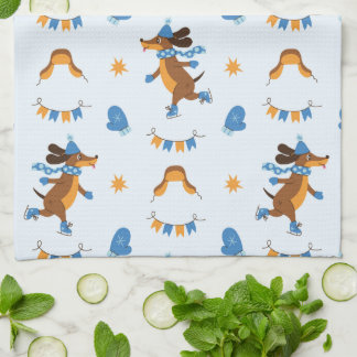 Paño De Cocina Winter Dogs Ice Skating - Kitchen Towel