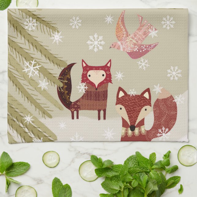 Paño De Cocina Winter Fox y Dove Kitchel Towel (Doblado)