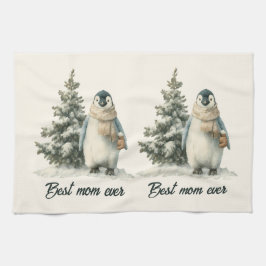 Paño De Cocina Winter Penguin “Best Mom Ever” Design
