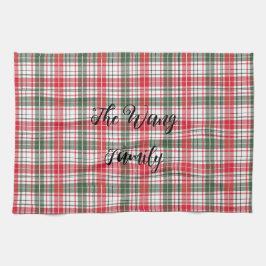 Paño De Cocina Winter Plaid Tartan Christmas Red, White, & Green 