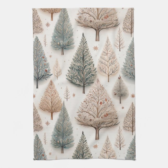 Paño De Cocina Winter Trees - Rustic Holiday Forest (1) (Vertical)