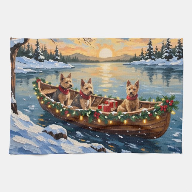 Paño De Cocina Wire Fox Terrier Christmas Boat Holiday (Horizontal)