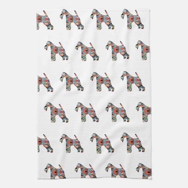 Paño De Cocina Wire Fox Terrier Perro Raza Geo Silhouette Plaid (Vertical)