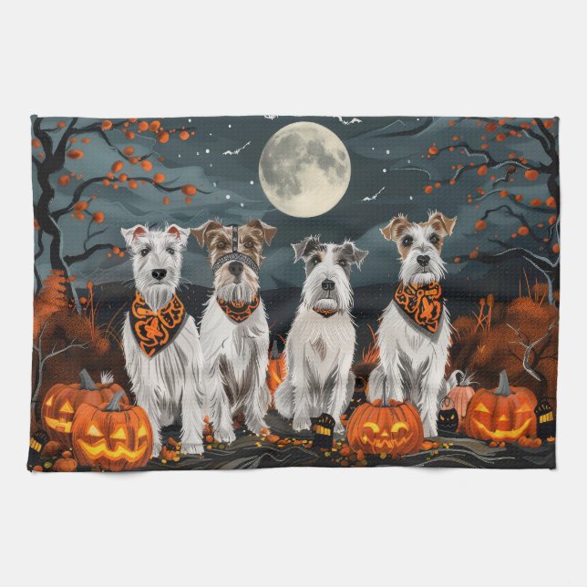 Paño De Cocina Wirefox Terrier Halloween Spooky (Horizontal)