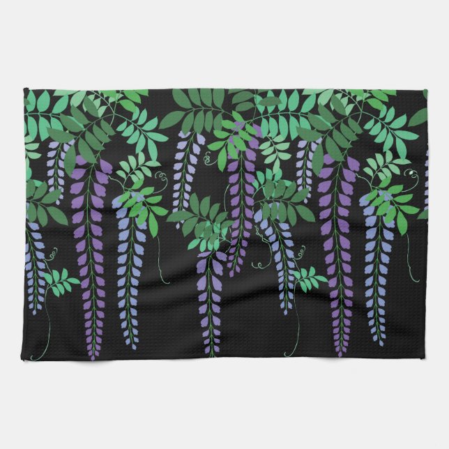Paño De Cocina Wisteria púrpura Kimono floral Japonés (Horizontal)