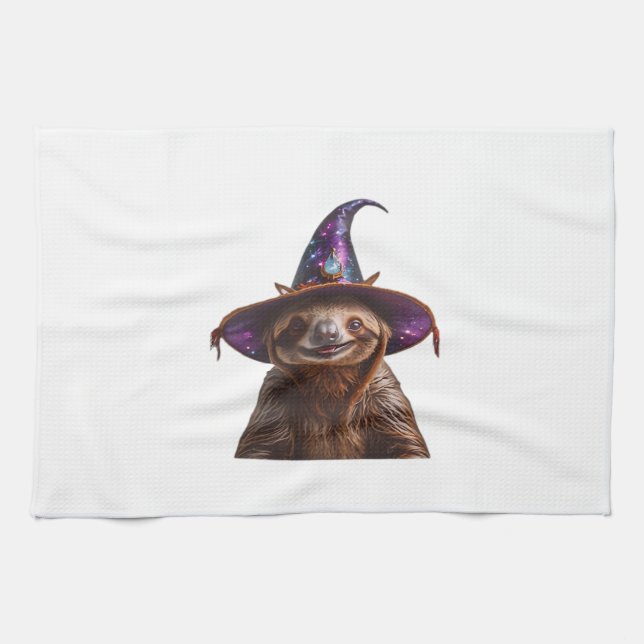 Paño De Cocina Witch Sloth Halloween trick or treat spooky pumpki (Horizontal)