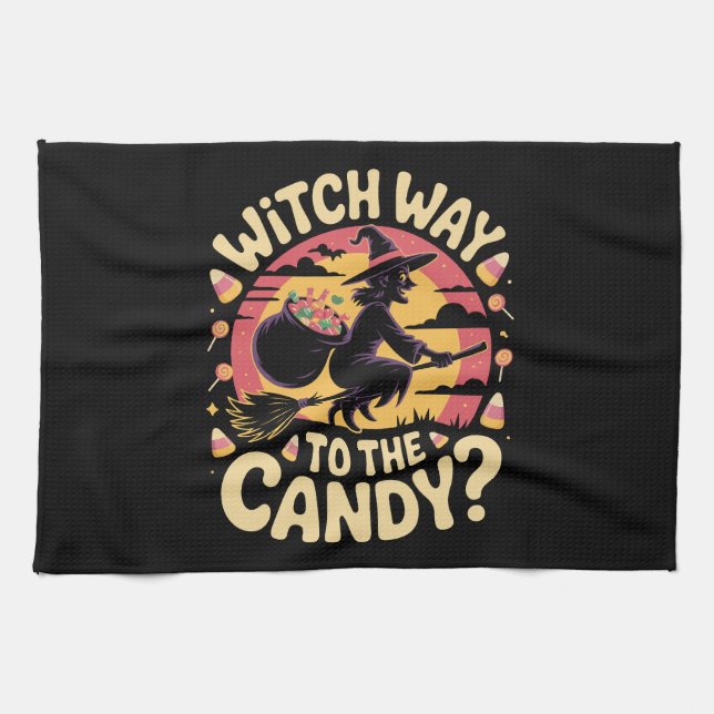 Paño De Cocina Witch Way to the Candy Halloween T-shirt (Horizontal)