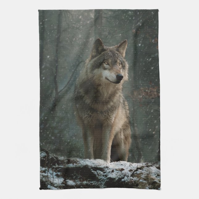 Paño De Cocina Wolf in Winter (Vertical)