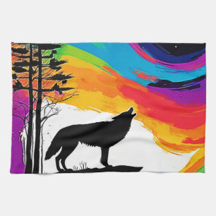 Paño De Cocina Wolf Moon Howl Art